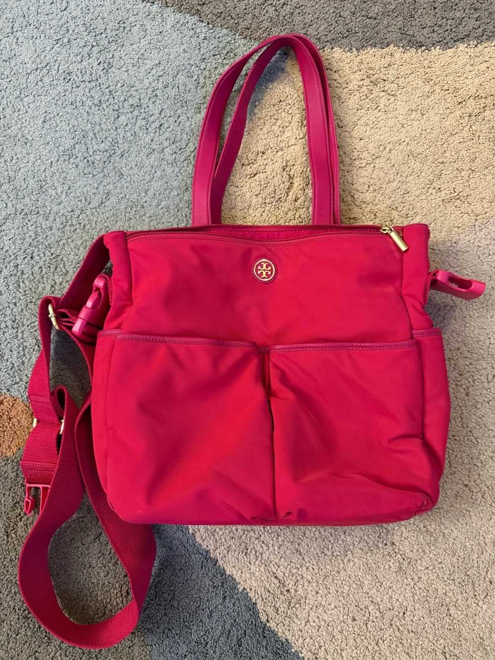 Tory Burch Dena Pink Nylon Diaper Bag